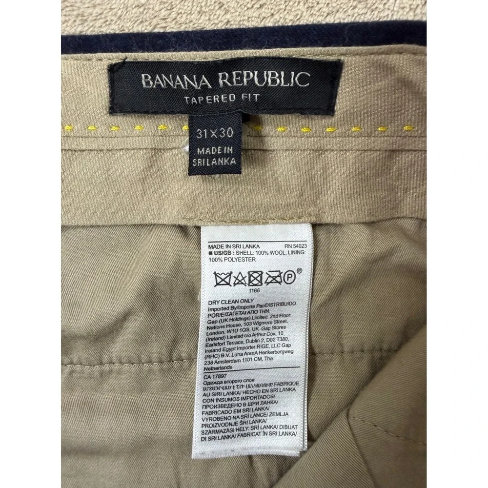 Banana‎ Republic Flannel 120s Vitale Barberis Men 31x30 Blue Wool Tapered EUC